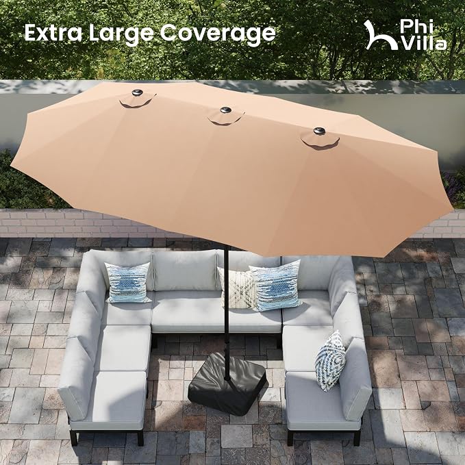 PHI VILLA 15ft Large Outdoor Patio Umbrella - Image 5