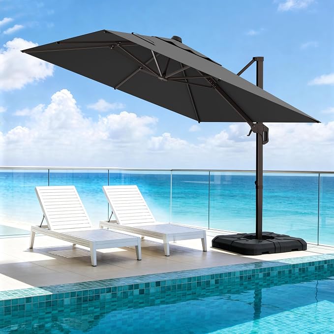 10' X 10' Patio Umbrella Cantilever Outdoor Rectangle Umbrella, Heavy Duty - Image 8