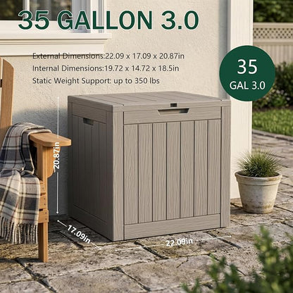 Outdoor Storage Box, 35 Gallon Waterproof Deck Box, Quick Snap-Lock Resin - Image 2