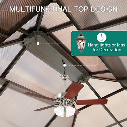 GAOMON 10'x12' Hardtop Gazebo, Outdoor Polycarbonate Double Roof Canopy - Image 7