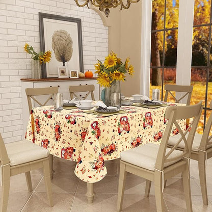 misaya Rectangle Waterproof Vinyl Table Cloth, Wipeable Tablecloth with Flannel Backing, Plastic Table Cover for Fall, Thanksgiving (Pumpkin Truck, 52" x 70")