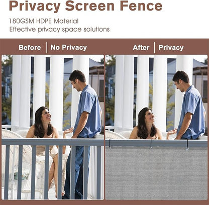 SUNNY GUARD 3'x16' Brown Grey Balcony Deck Privacy Screen Fence, Apartments Railing, Heavy Duty Wind Block Screen for Outdoor,Backyard,Patio,Porch Privacy（We Make Custom Sizes）