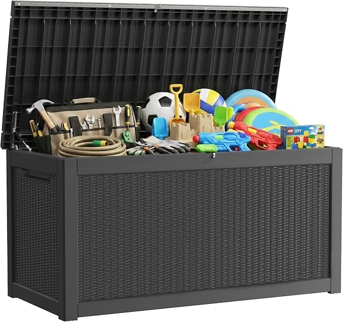 Outdoor Storage Box, 320 Gallon Waterproof Deck Box, Dual Gas-Spring Ultimate by GraceYourYard