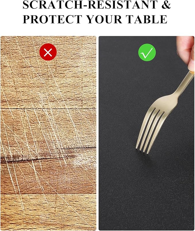 Black Plastic Table Cover Protector, 24" x 48" Waterproof Easy Flat PVC Desk Pad Mat, 1.5mm Thick Rectangle Vinyl Table Top Protector for Dining Room Table, Office, Dresser