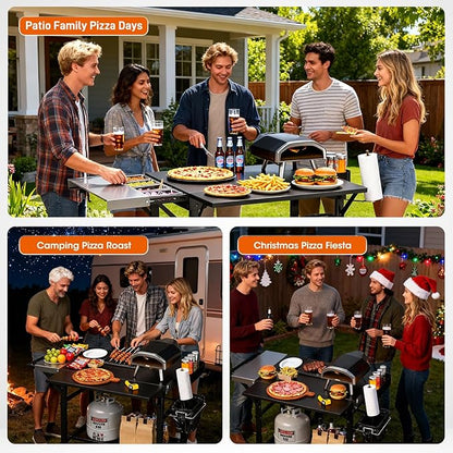 Pizza Oven Table, Grill Cart Table for Ooni Pizza Ovens, Expansive Countertop Pizzas Oven Accessories, Pizzas Stands for Party with Wheels Fits Ooni Blackstone Ninja Cuisinart Gozney