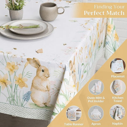 Maison d' Hermine Table Cloth Rectangle Table 100% Cotton 70 x 120 Inches Tablecloth Reusable Decorative for Dining Room, Farmhouse, Home, Party, Festive & Wedding Spring Summer - Easter Dew