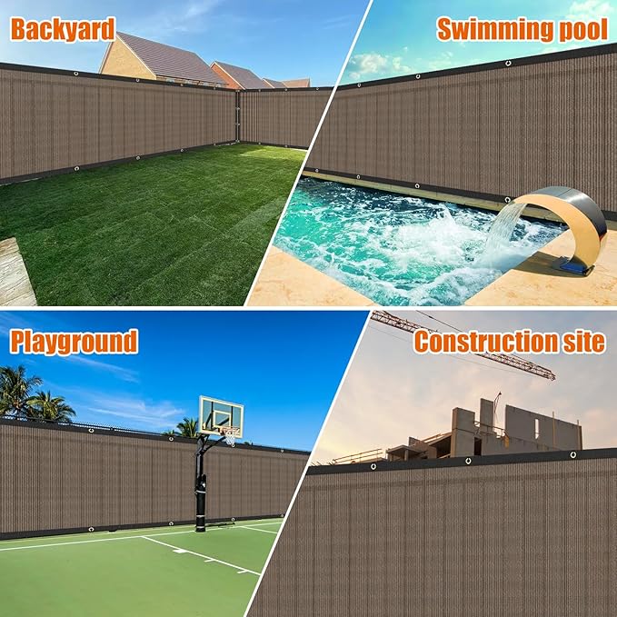 AYOHA 4' x 71' Privacy Fence Screen Fabric Mesh Shade Net Cover, Heavy Duty 160 GSM Privacy Barrier for Chain Link Fence, 90% Privacy Blockage, Excellent Airflow, Cable Zip Ties Included, Brown