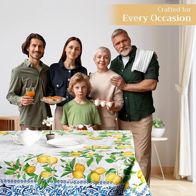 Maison d' Hermine Table Cloth Rectangle Table 100% Cotton 60 x 108 Inches Tablecloth Reusable Decorative Everyday Use for Dining Room, Farmhouse, Home, Party, Festive & Wedding Spring Summer - Cedrat