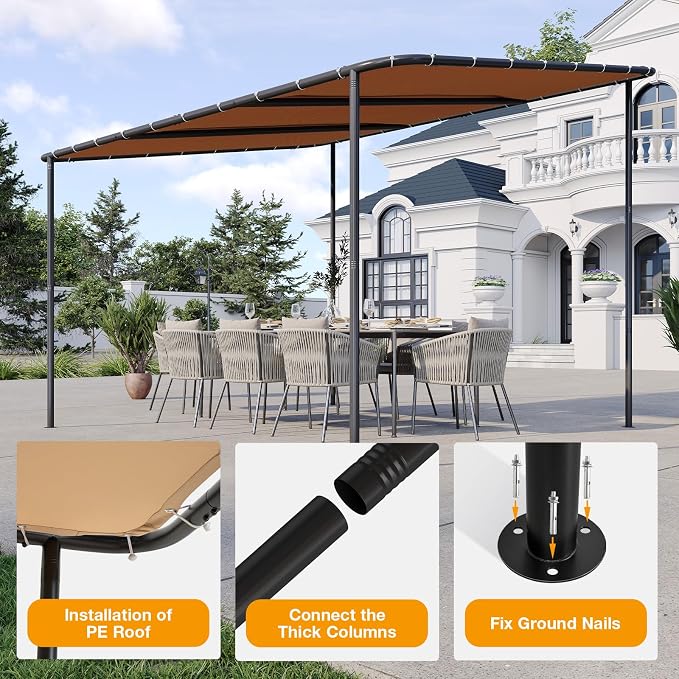 10x12 Lean to Pergola Outdoor Gazebo - Image 4
