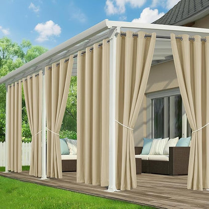Outdoor Curtains for Patio Waterproof, 6 Drape Panels | Privacy & Weatherproof by RichSets