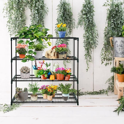 EAGLE PEAK Greenhouse Shelving Staging Double 4 Tier, Outdoor/Indoor Plant - Image 2
