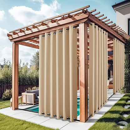NICETOWN 2 Panels Outdoor Curtains Extra Wide Waterproof & Windproof, Rustproof by NICETOWN