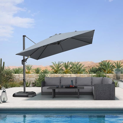 PURPLE LEAF Patio Umbrella Outdoor 10' x 10' Square Easy Setup Light Grey | - Image 2