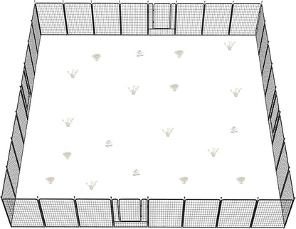 FXW Garden Fence Outdoor for The Yard – 50in(H) x 83.5ft(L) Heavy Duty Metal Animal Barrier for Dog and Rabbit, Decorative Dog Fence, 32 Panels, Black