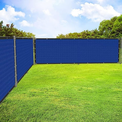 ECOOPTS Privacy Fence Screen Windscreen with Copper Grommets, Fit for Commercial Fence and Residential Garden Outdoor 90% UV Blockage, Cable Zip Ties Included (4'x12', Blue)