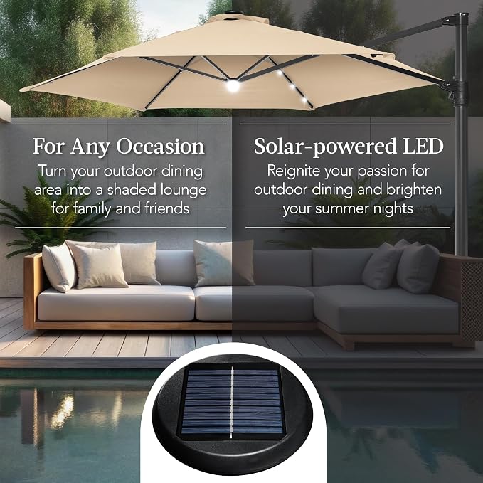 Best Choice Products 10ft Solar LED Offset Cantilever Hanging Market Patio - Image 4