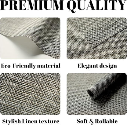 Placemats Set of 12 Vinyl/Plastic Woven Place Mats for Kitchen Table Indoor/Outdoor Washable Placemat Wipeable Dining Table Mats (Brown,12)