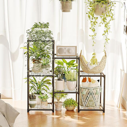 Bamworld Black Plant Stand Outdoor Metal Plant Shelf - Image 7
