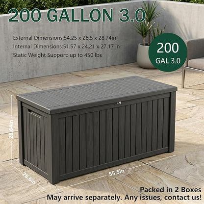 Outdoor Storage Box, 200 Gallon Waterproof Deck Box, Premium Hydraulic Cushion - Image 2