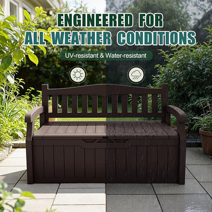 Devoko 80 Gallon Storage Bench Deck Box Waterproof&Lockable | Outdoor Benches - Image 5