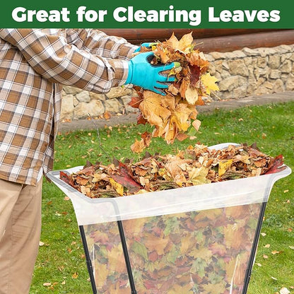 Outdoor Trash Bag Holder Metal Garden Trash Bag Holder for Yard Waste Stand Holds 30-45 Gallons Leaf Bag Holder with 4 Clips for Leaves Camping Lawn Party Weeding Yard Gardening（1pcs+4clips）