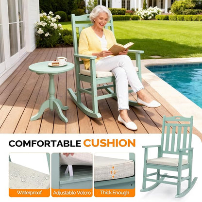 VINGLI Outdoor Rocking Chair Set of 2 Wood Rocking Chair - Image 7