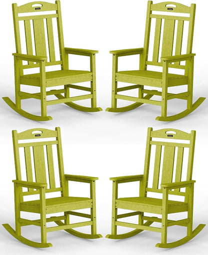 Oversized Outdoor Rocking Chairs Set of 4, 380lbs Heavy-Duty Large Patio Rocker by CIOKEA