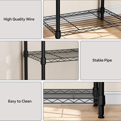 M MZG 5 Tiers Shelf Metal Storage Shelves Wire Rack Closet Organizers - Image 4