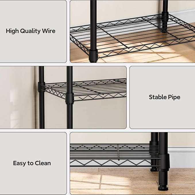 M MZG 3 Tiers Shelf Metal Storage Shelves Wire Rack Closet Organizers - Image 3