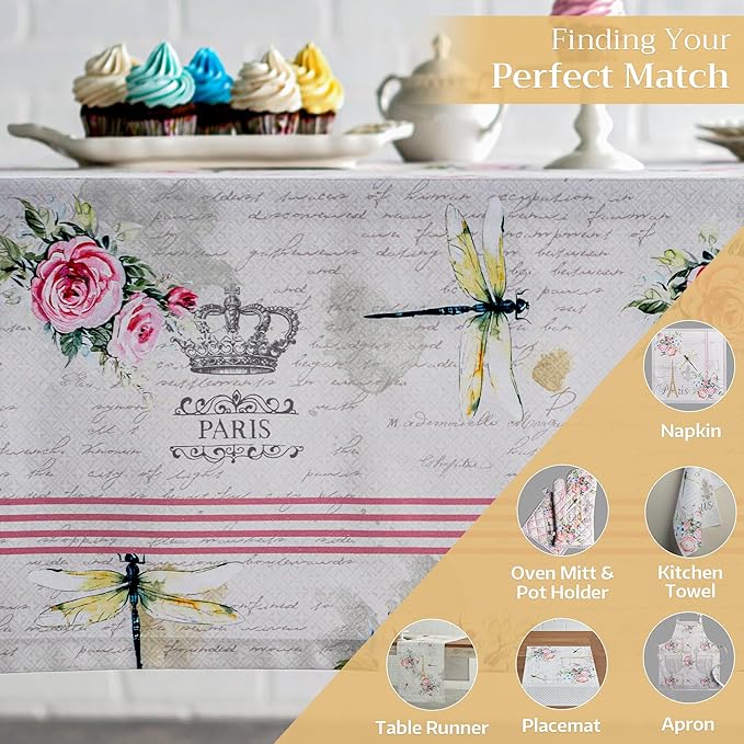 Maison d' Hermine Table Cloth Rectangle Table 100% Cotton 60 x 108 Inches Tablecloth Reusable Decorative for Dining Room, Farmhouse, Home, Party, Festive & Wedding Spring Summer - Champ De Mars