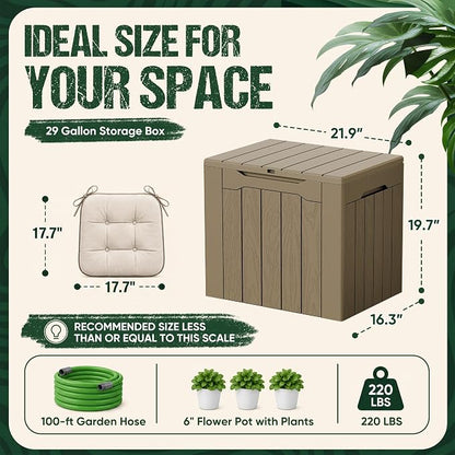 Devoko 29 Gallon Deck Box, Waterproof Resin Outdoor Storage Box | Lockable and - Image 6