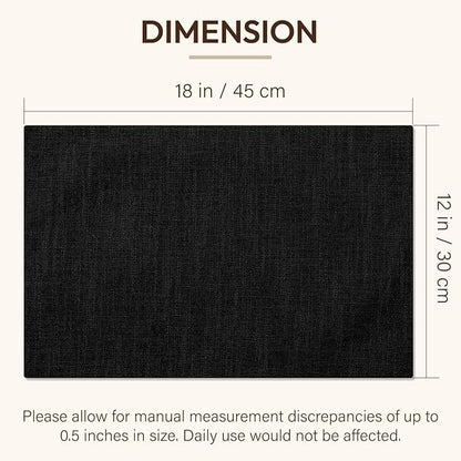 Blue Forest Placemats Set of 4, Dual-Layered Thickened Faux Linen Cloth Place Mats Heat Resistant Machine Washable Wrinkle Free Table Mats Indoor/Outdoor (Black)