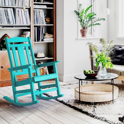LUE BONA Rocking Chair Outdoor, Weather Resistant HDPS Plastic Rocker Chairs - Image 6
