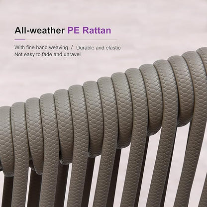 PURPLE LEAF 13 Pieces Outdoor Dining Set Patio Table and Chairs Set Aluminum Rattan Wicker Patio Furniture Set for Lawn Porch Deck Grey with Counter Stools