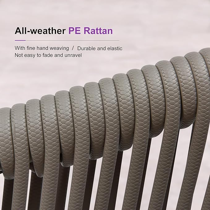 PURPLE LEAF 9 Pieces Outdoor Dining Set Patio Table and Chairs Set Aluminum Rattan Wicker Patio Furniture Set for Lawn Backyard Deck Grey with Counter Stools
