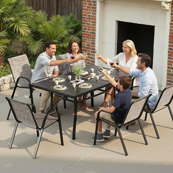 Patio Chairs Set of 6, Stackable Outdoor Chairs - Image 2