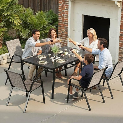 Patio Chairs Set of 6, Stackable Outdoor Chairs - Image 2