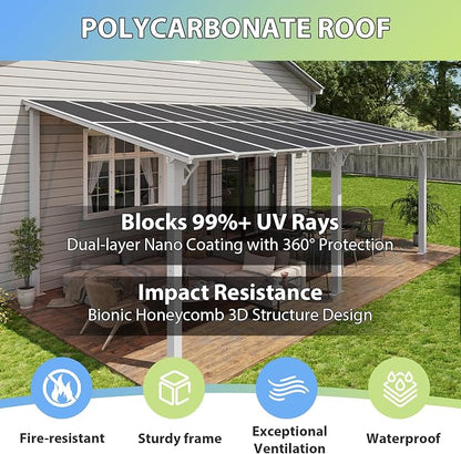 Aoxun 20’x10’ Gazebo with Aluminum Frame & Polycarbonate Panel, Outdoor Patio - Image 7