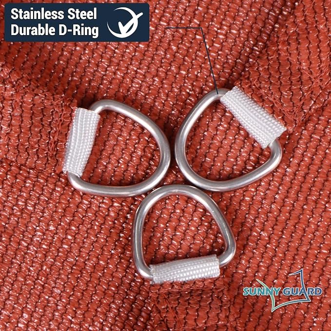 SUNNY GUARD Custom Size 20'x28'x28' Triangle Terra Red UV Block Sunshade - Image 6