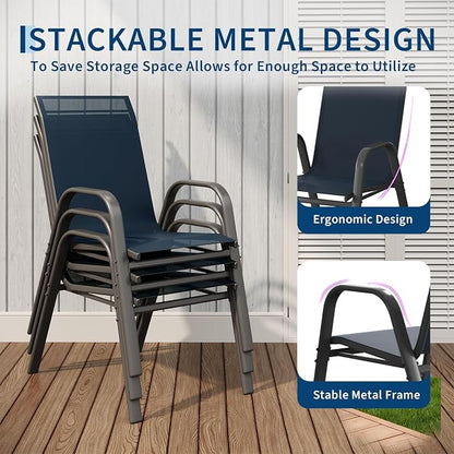 Patio Chairs Set of 4, Stackable Chairs - Image 4