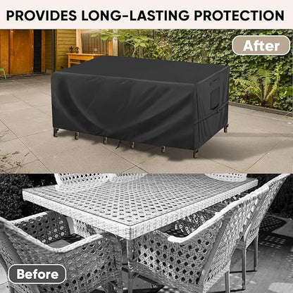 BALEINE Patio Furniture Covers, Outdoor Furniture Covers Waterproof, Heavy Duty Oxford Patio Table Cover for Outdoor Table, Chair, Sofa, Desk (Black 111"L×74"W×30"H)