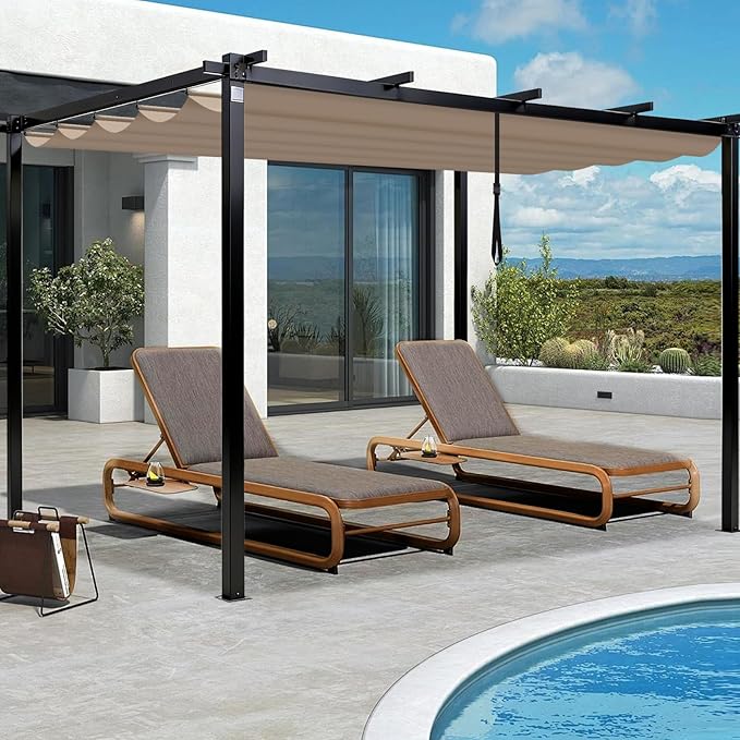 Mrsenloi 10 x 10 Pergola Shade Cover Replacement, Top Only, Retractable Sun - Image 6