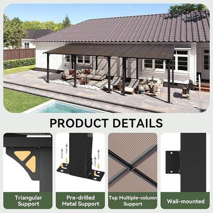 Aoxun 26’x10’ Gazebo with Aluminum Frame & Polycarbonate Panel, Outdoor Patio - Image 3