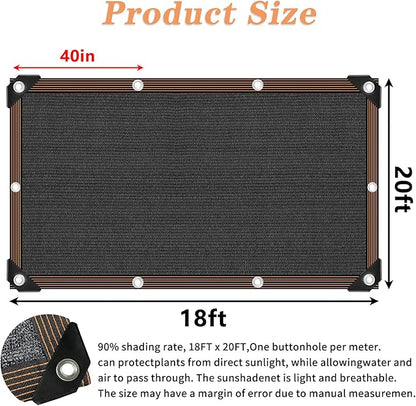 QLOFEI 18x20 FT Shade Cloth for Garden, 80% Sunblock Shade Neting Cover with Grommets, UV Protection Screens for Patio Plants Greenhouse, Mesh Tarp for Kennel Chicken Coop Pergola Outdoor