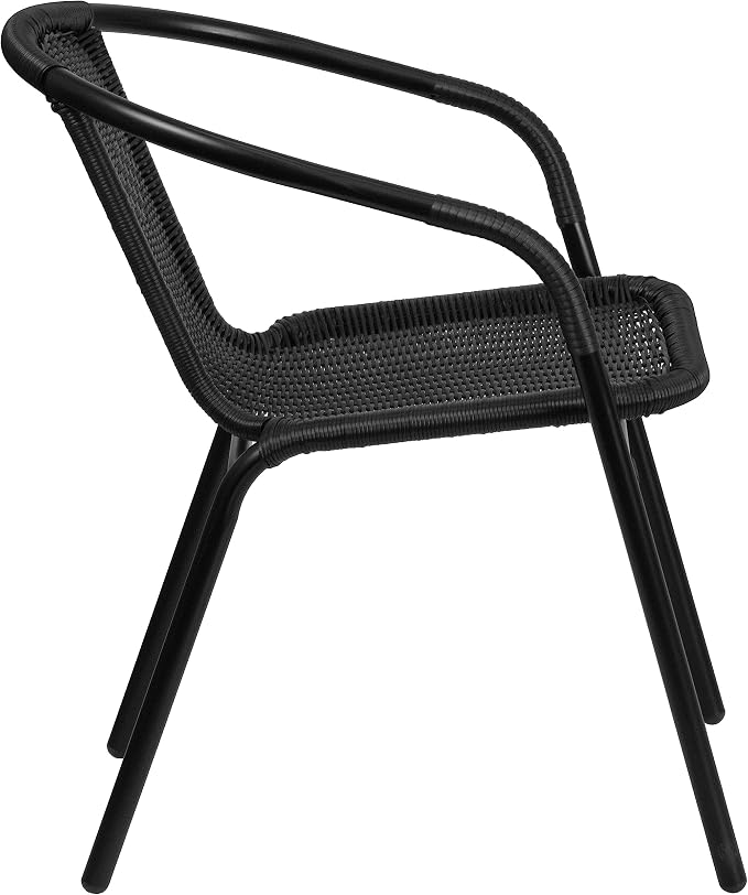 Flash Furniture Lila Modern Rattan Indoor/Outdoor Stackable Dining Chairs - Image 9