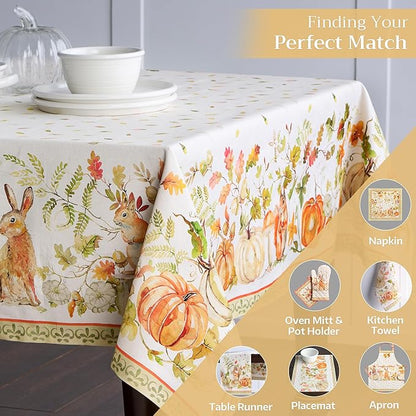 Maison d' Hermine Table Cloth Rectangle Table 100% Cotton 60 x 108 Inches Fall Tablecloth Reusable Everyday Use for Thanksgiving Christmas Decorations Dining Farmhouse Party (Pumpkin Passion)