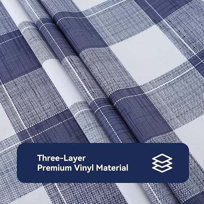 Romanstile Square Vinyl Tablecloth, 100% Waterproof Oil-Proof Checkered Plastic Table Cloth, Heavy Duty Wipeable Table Covers for Dining, Camping, Picnic, Outdoor - 60 x 60 Inch, Blue Checkered
