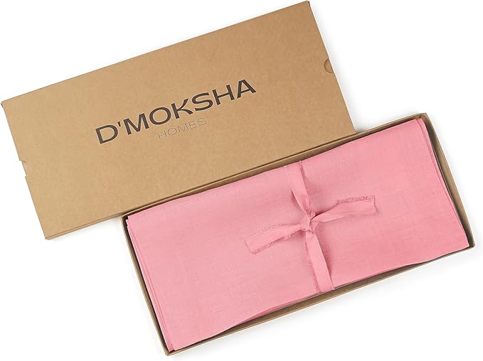 D'Moksha Homes Linen Dusty Pink Table Runner 72 Inches Long - 100% Pure Linen 14 x 72 Inch Table Runner for Dining, Valentines, Holiday - Machine Washable