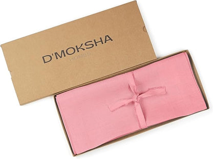 D'Moksha Homes Linen Dusty Pink Table Runner 90 Inches Long - 100% Pure Linen 14 x 90 Inch Table Runner for Dining, Valentines, Holiday - Machine Washable