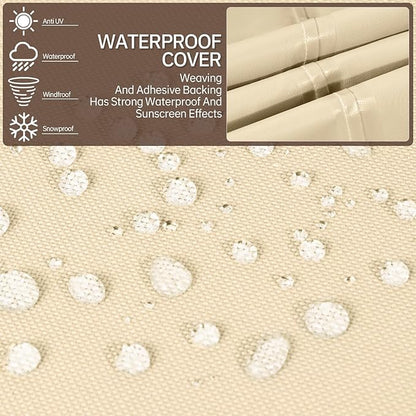 Round Patio Furniture Covers, 78" DIA x 28 H Waterproof Outdoor Furniture Cover for Patio Table & Chair Sets, 600D Heavy-duty UV-Resistant Fade-Proof Protection, Beige & Brown